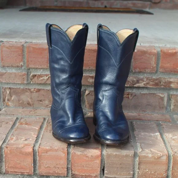 FINAL PRICE Justin Boots Shoes Navy Blue Ropers Style L3744 Sz 5